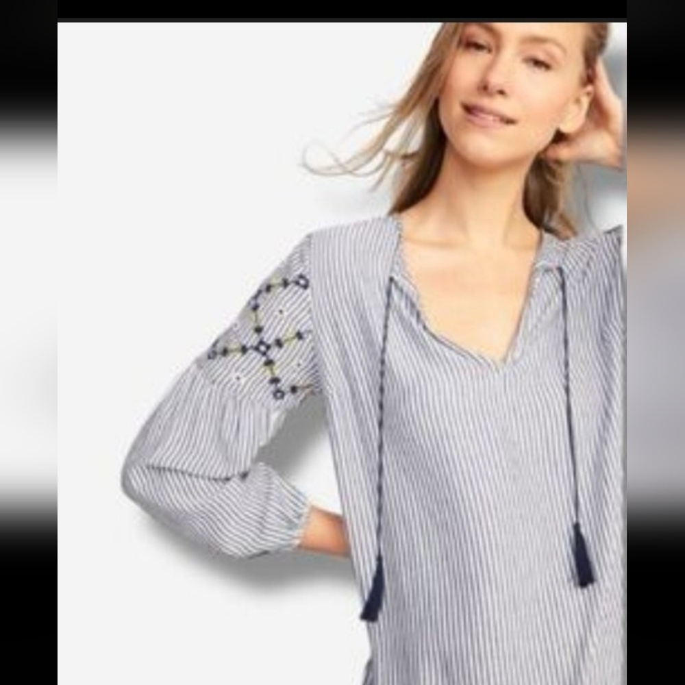 Old Navy Tunic Top embroidery stripes Size medium